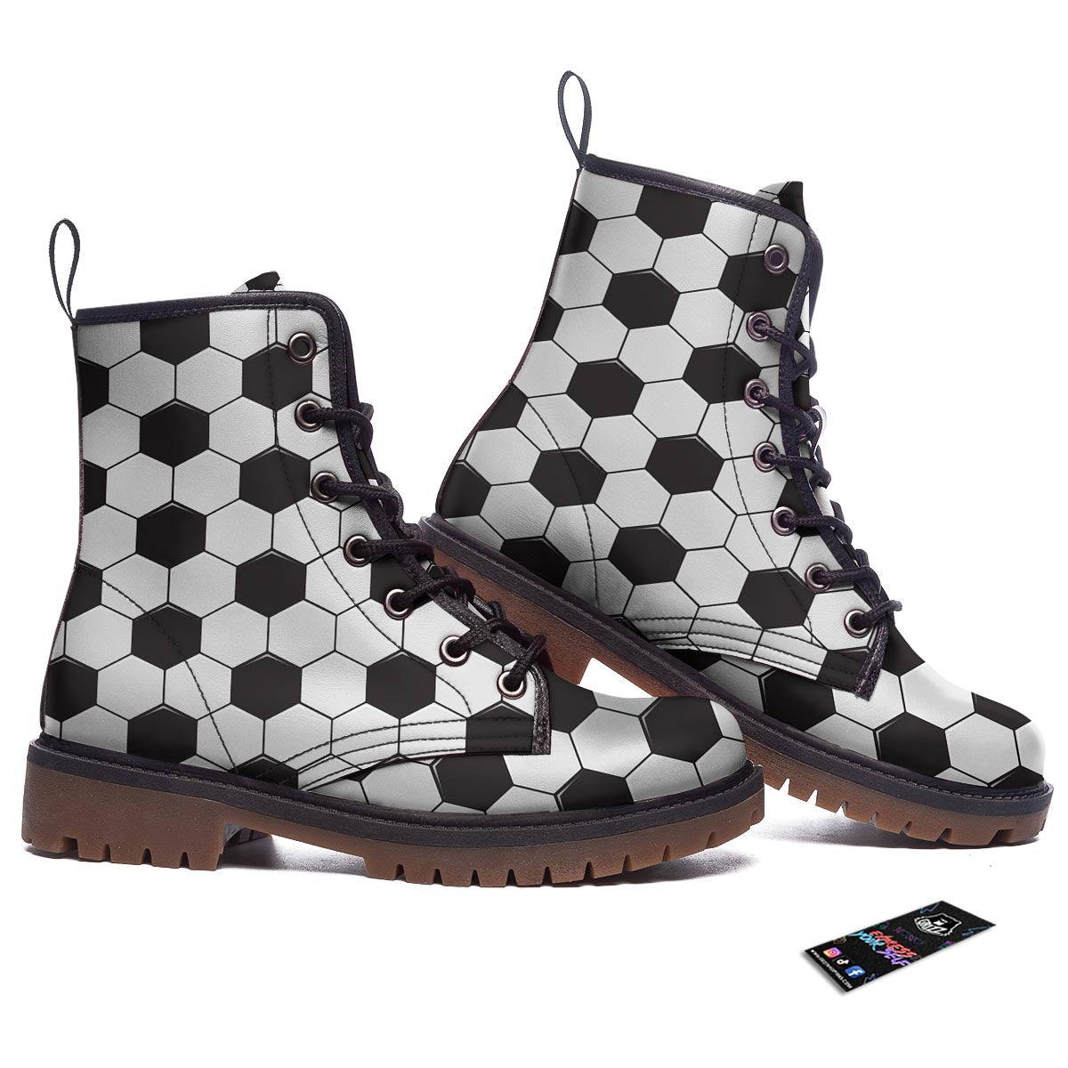 Texture Soccer Ball Print Pattern Work Boots-grizzshop