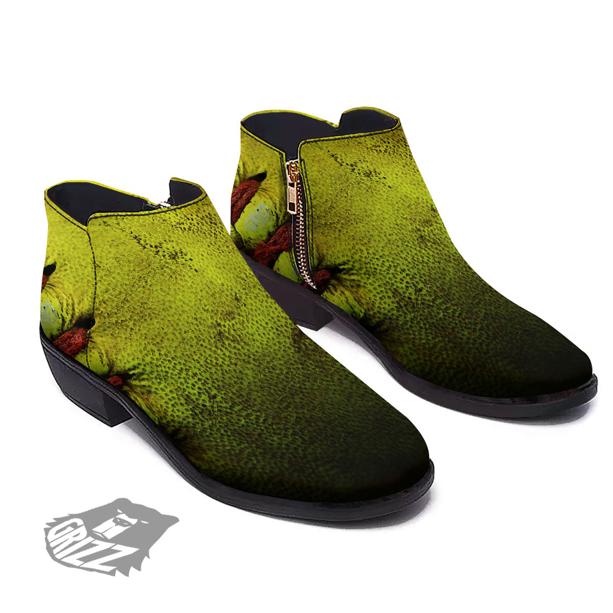 Texture Softball Ball Print Ankle Boots-grizzshop