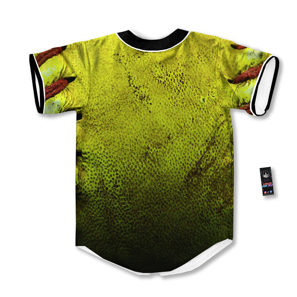 Texture Softball Ball Print Baseball Jersey-grizzshop