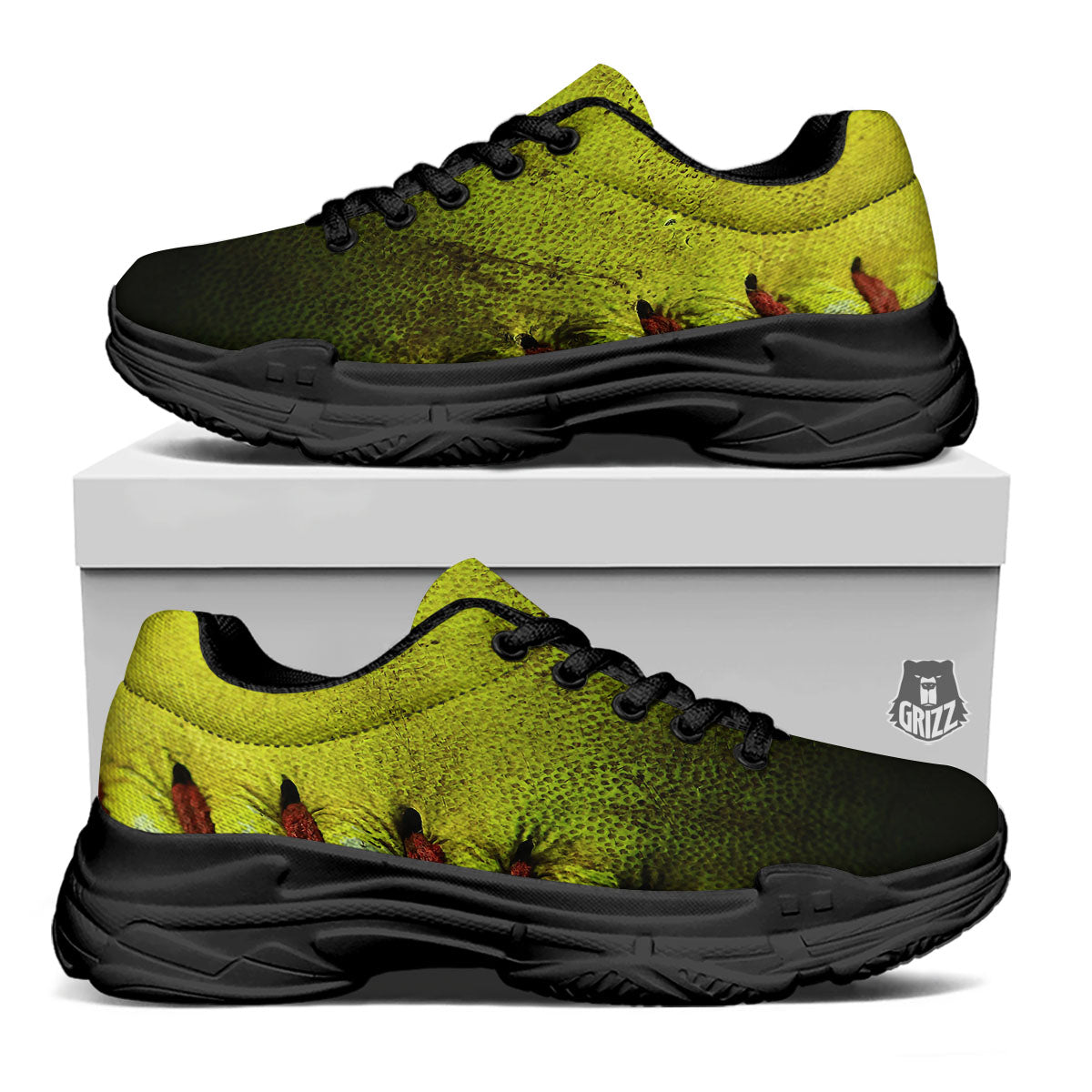 Texture Softball Ball Print Black Chunky Shoes-grizzshop