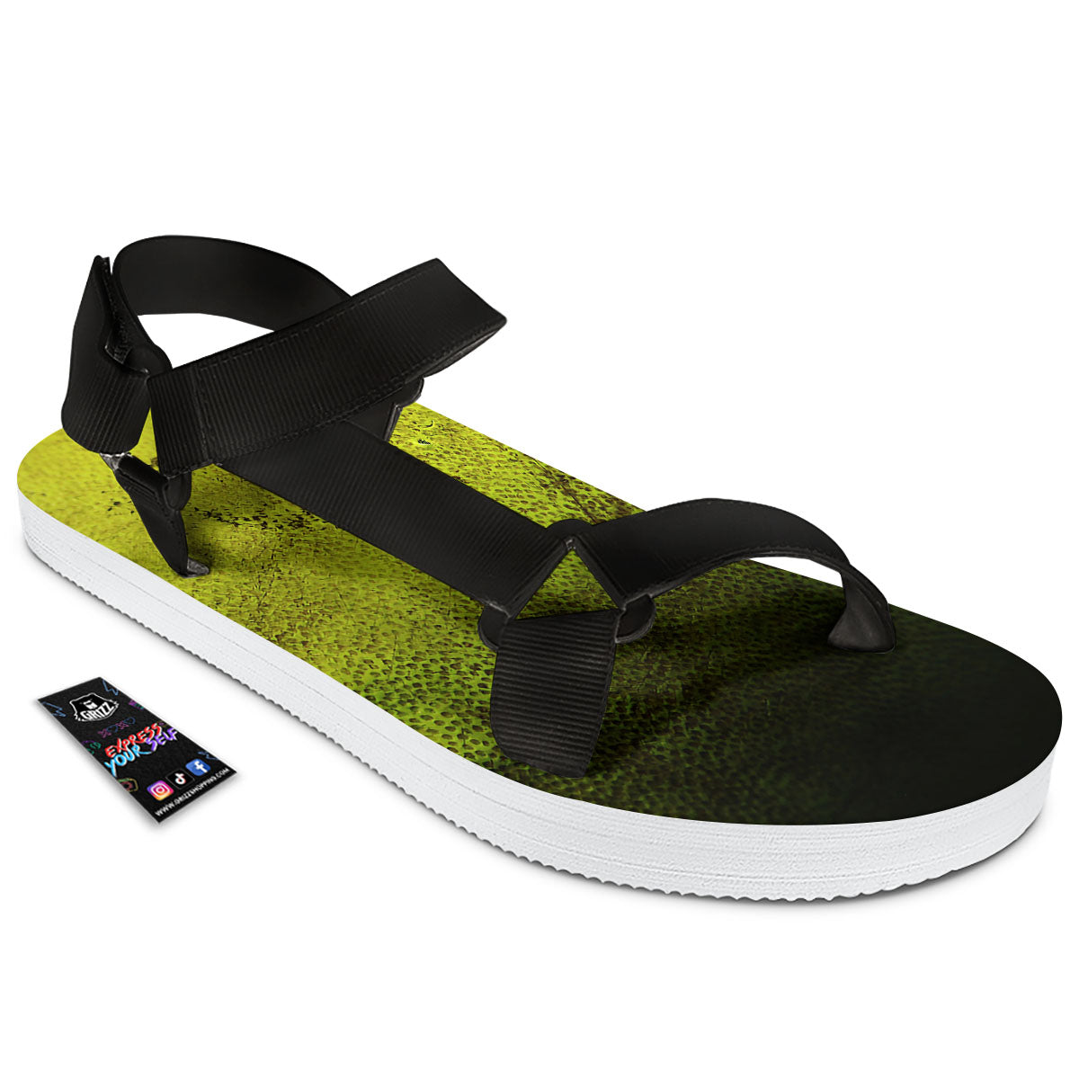 Texture Softball Ball Print Black Open Toe Sandals-grizzshop