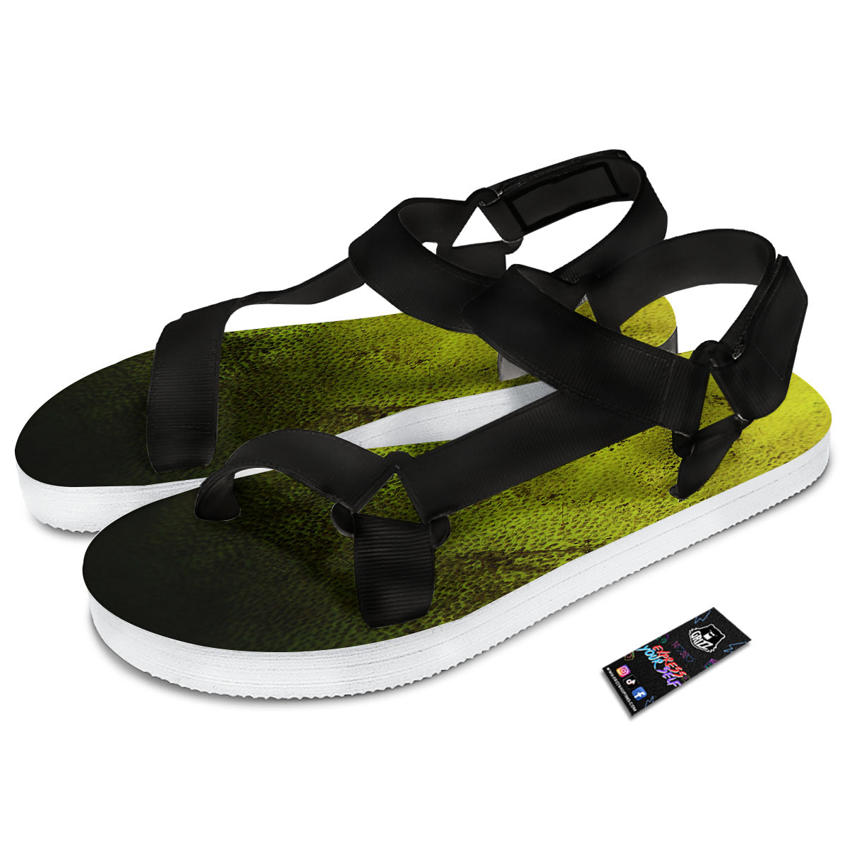 Texture Softball Ball Print Black Open Toe Sandals-grizzshop