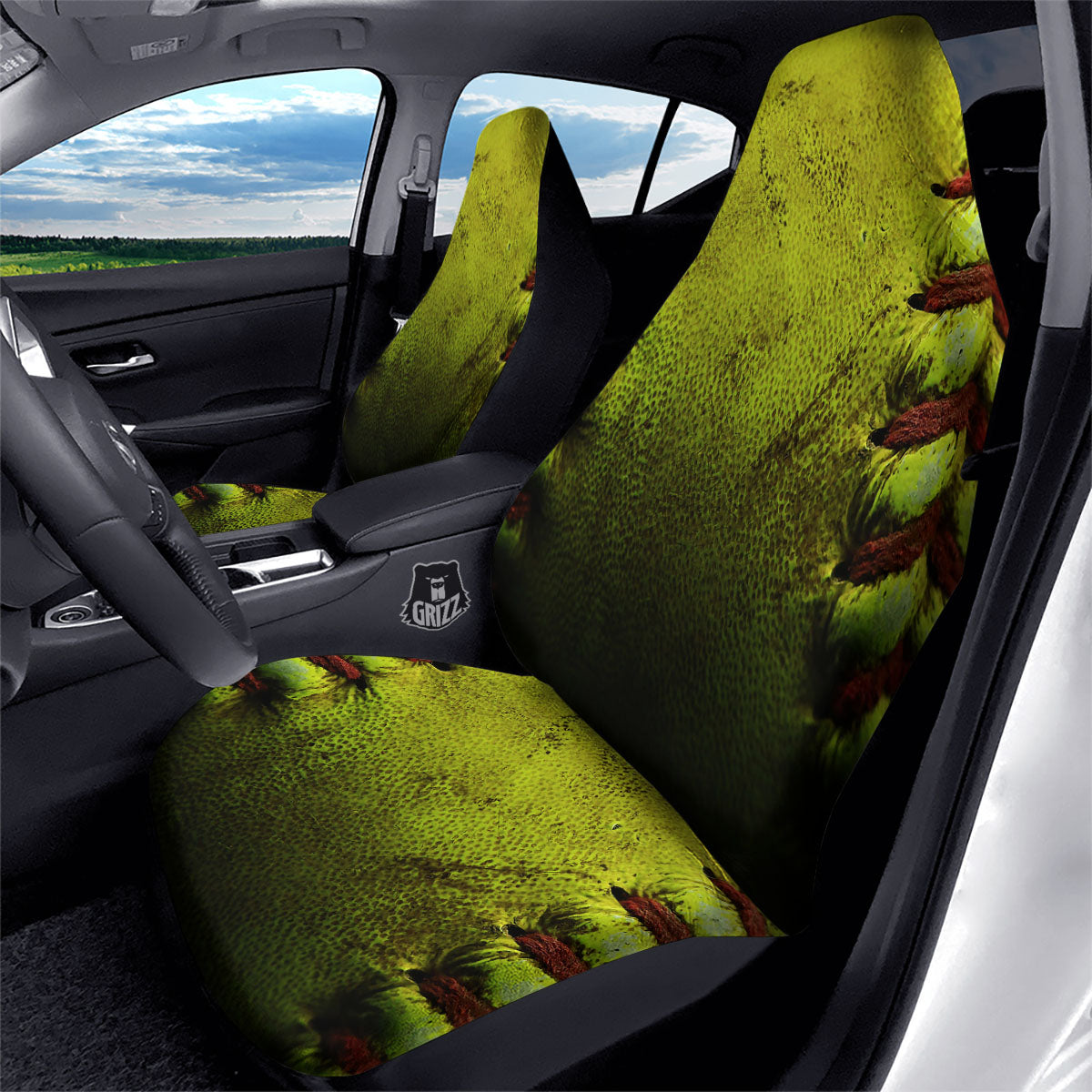Texture Softball Ball Print Car Seat Covers-grizzshop