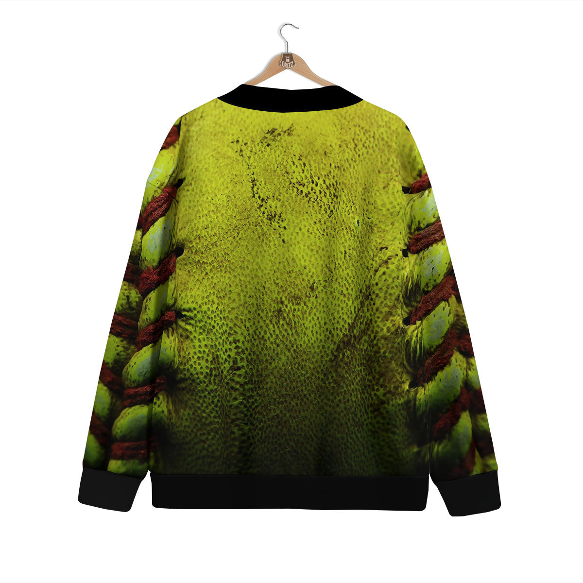 Texture Softball Ball Print Cardigan-grizzshop