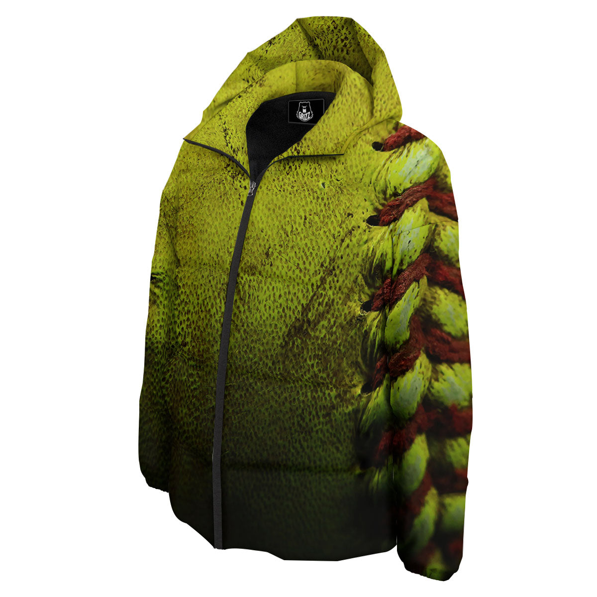 Texture Softball Ball Print Down Jacket-grizzshop