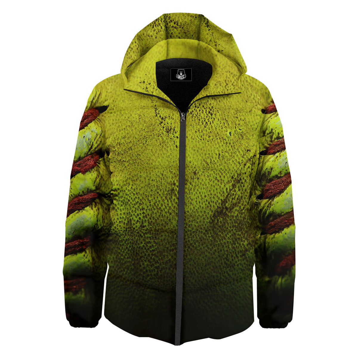 Texture Softball Ball Print Down Jacket-grizzshop