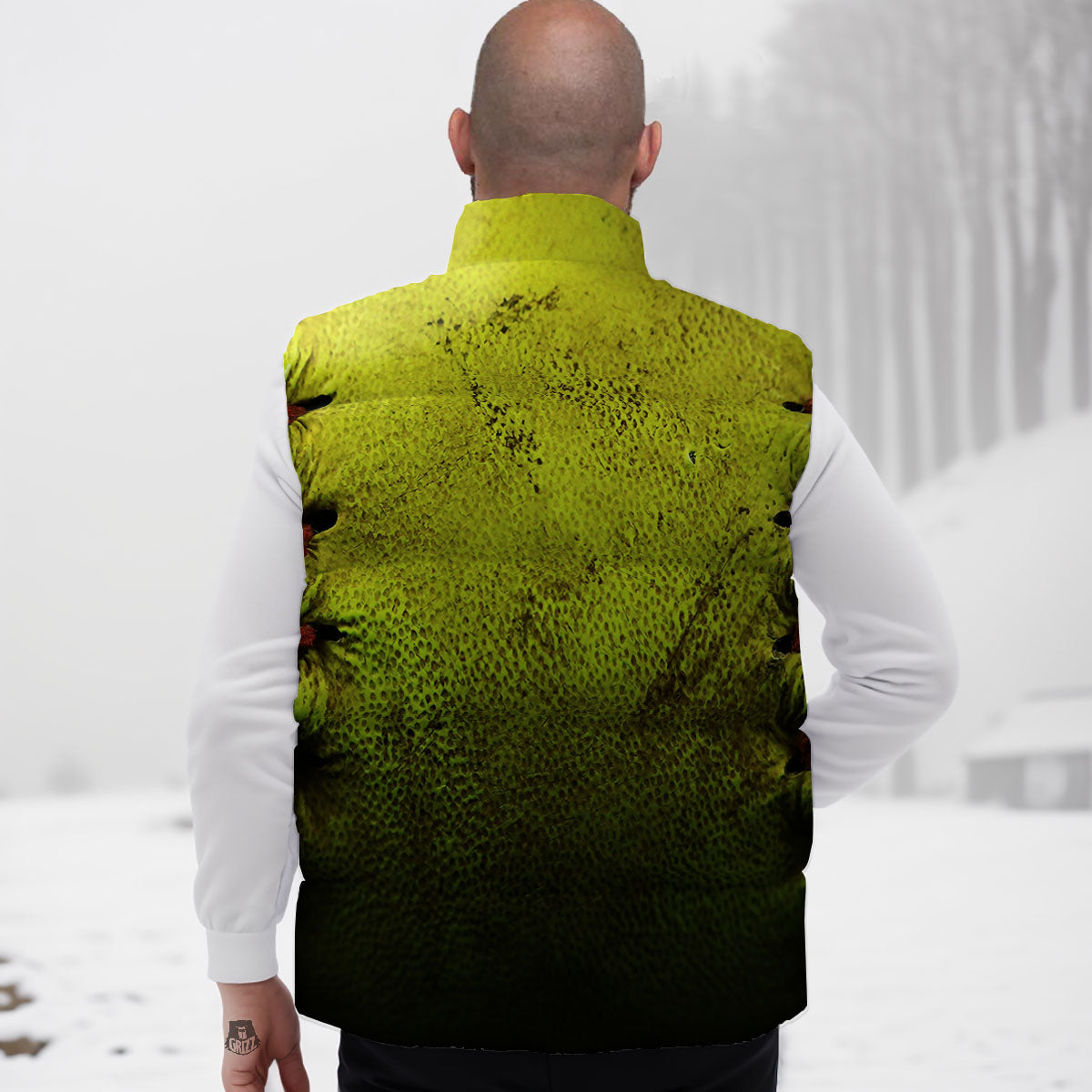 Texture Softball Ball Print Down Vest