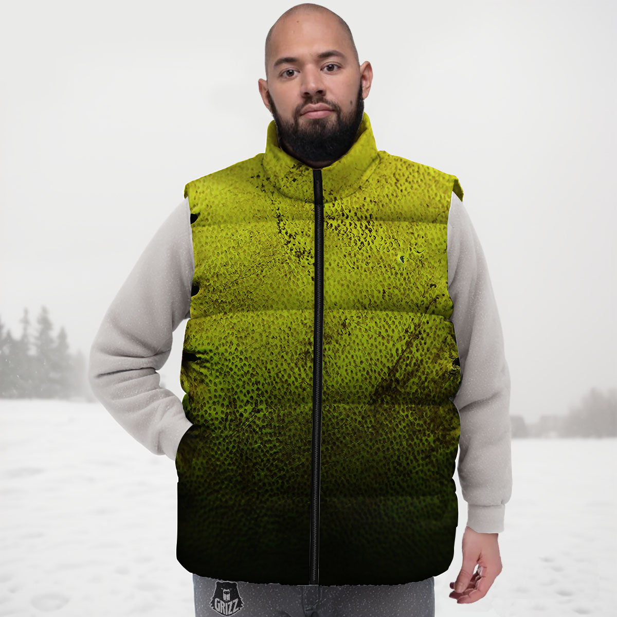 Texture Softball Ball Print Down Vest