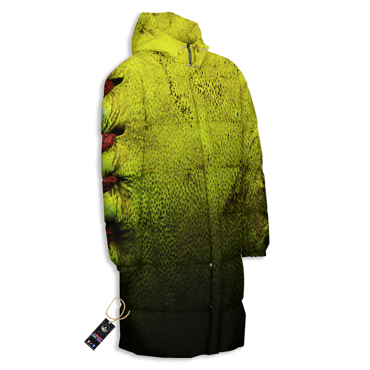 Texture Softball Ball Print Long Down Jacket-grizzshop