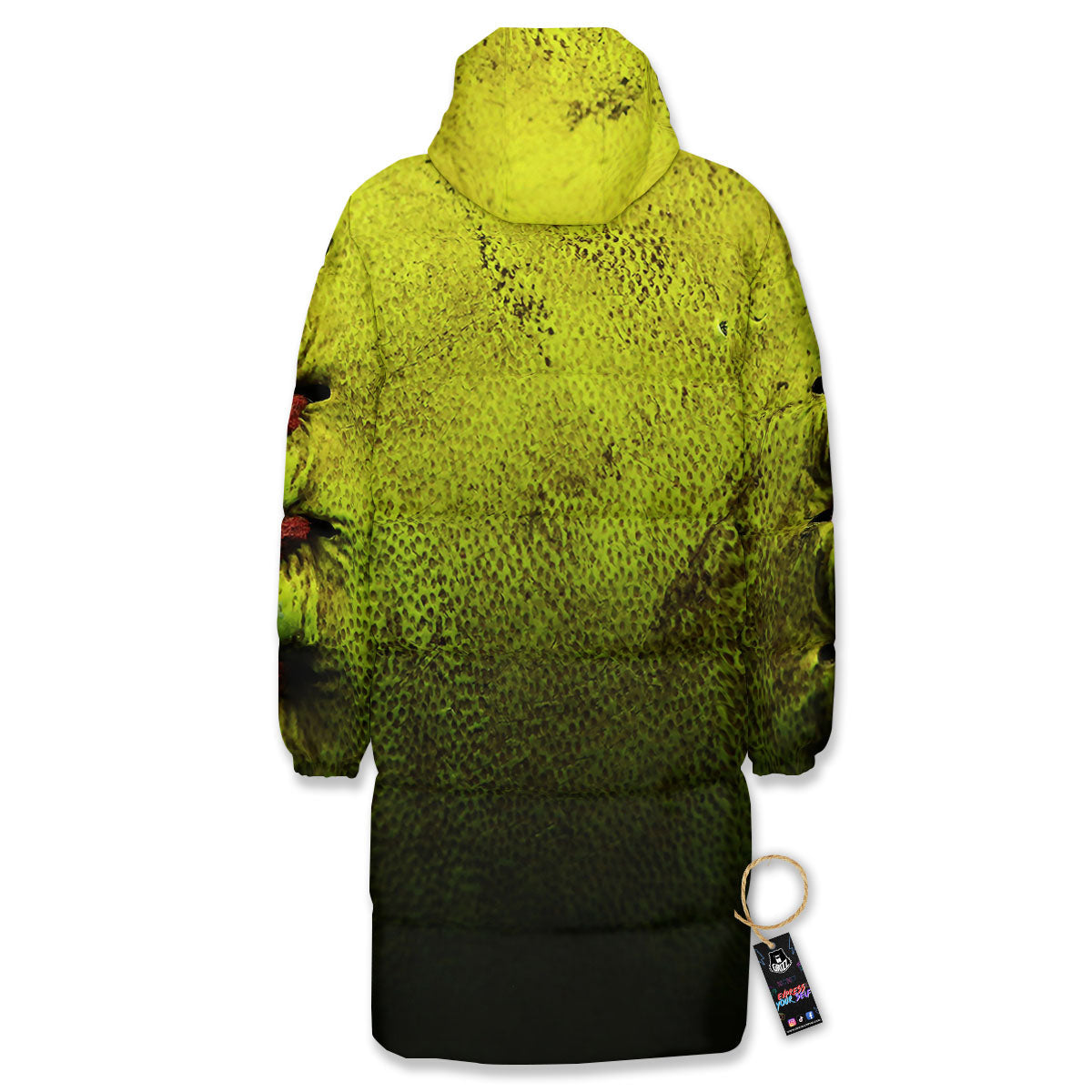 Texture Softball Ball Print Long Down Jacket-grizzshop