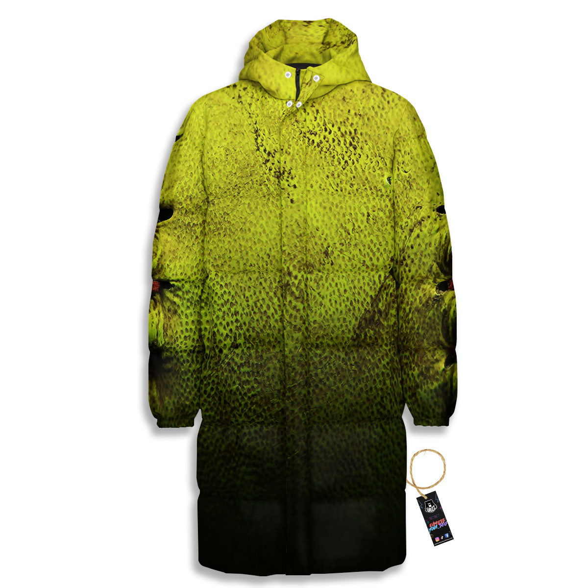 Texture Softball Ball Print Long Down Jacket-grizzshop