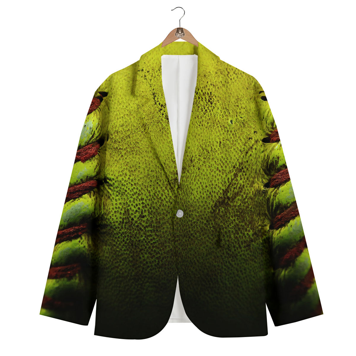 Texture Softball Ball Print Men's Blazer-grizzshop