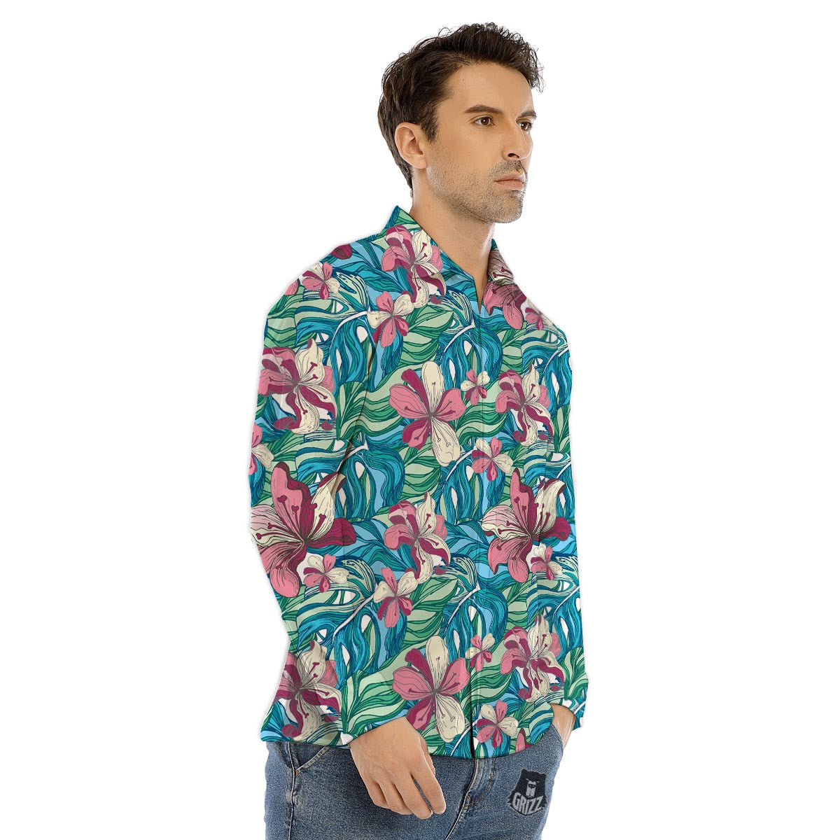 Texture Softball Ball Print Men's Dress Shirts-grizzshop