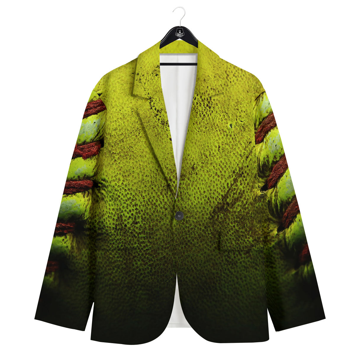 Texture Softball Ball Print Men's Sport Coat-grizzshop