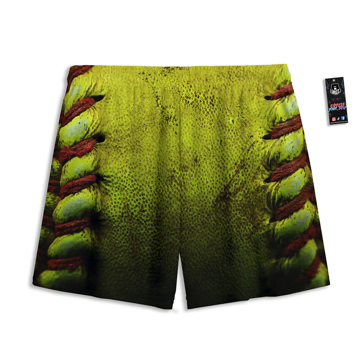 Texture Softball Ball Print Mesh Shorts