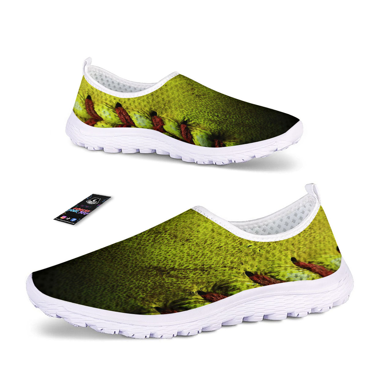 Texture Softball Ball Print Nurse Shoes-grizzshop