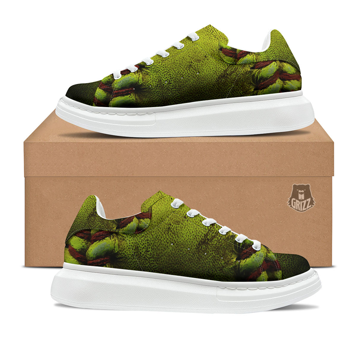 Texture Softball Ball Print Platform Shoes-grizzshop
