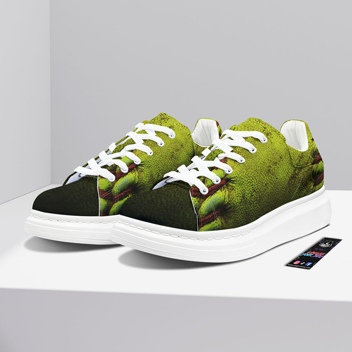 Texture Softball Ball Print Platform Shoes-grizzshop