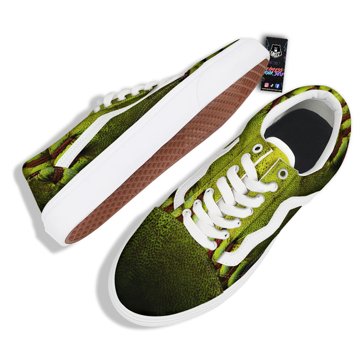 Texture Softball Ball Print Skate Shoes-grizzshop
