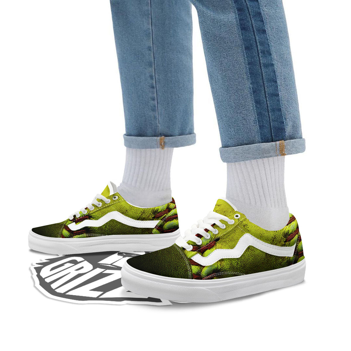 Texture Softball Ball Print Skate Shoes-grizzshop