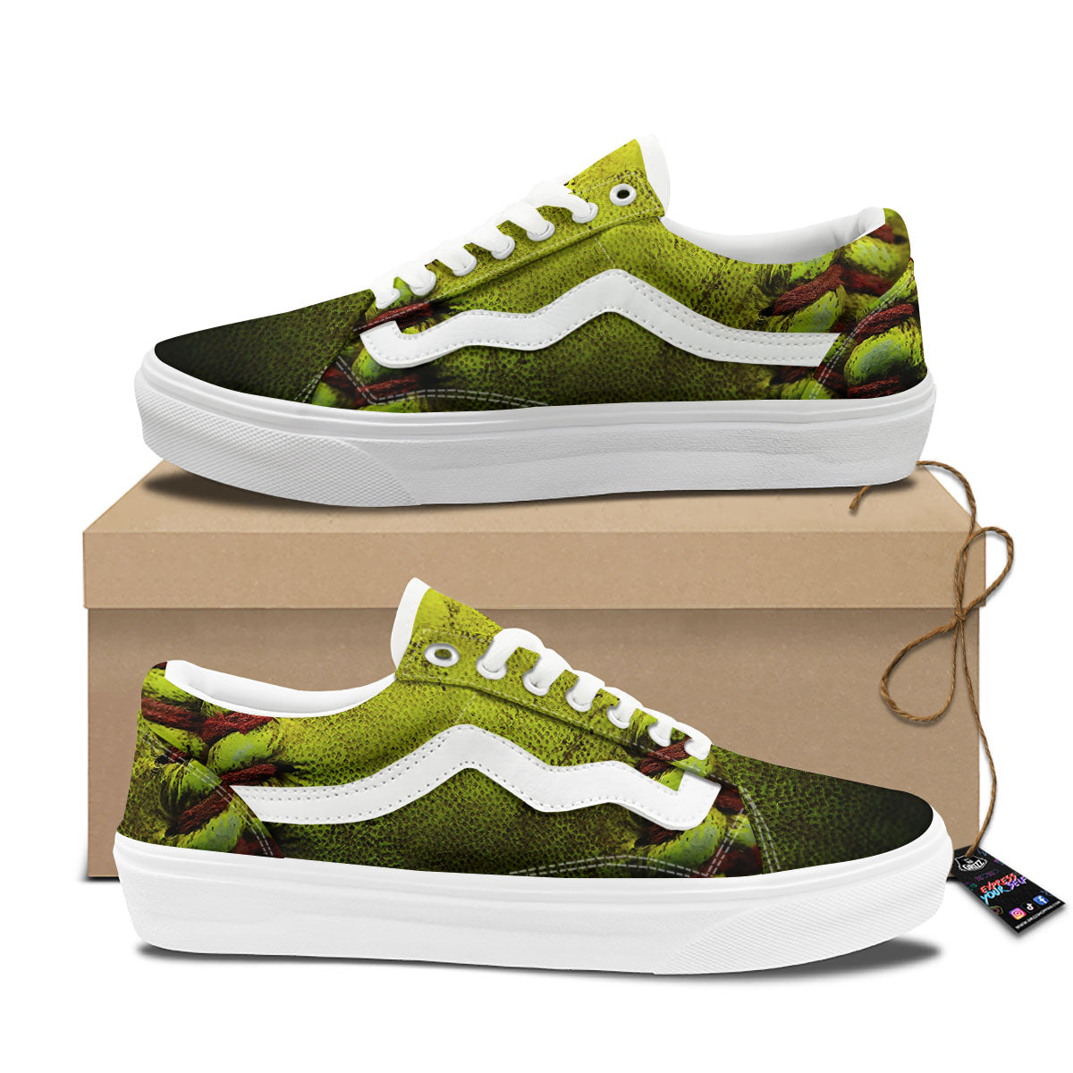 Texture Softball Ball Print Skate Shoes-grizzshop