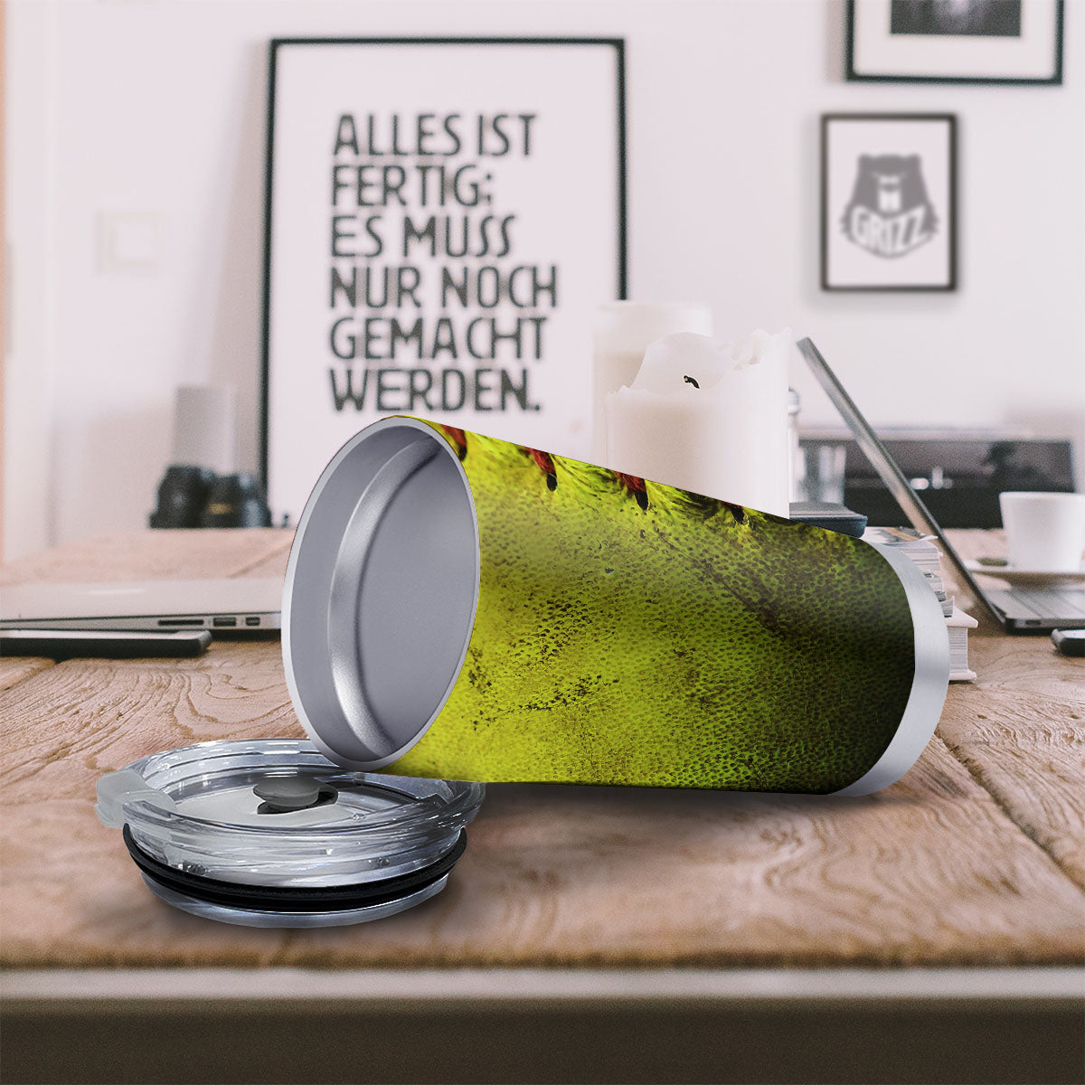 Texture Softball Ball Print Tumbler-grizzshop