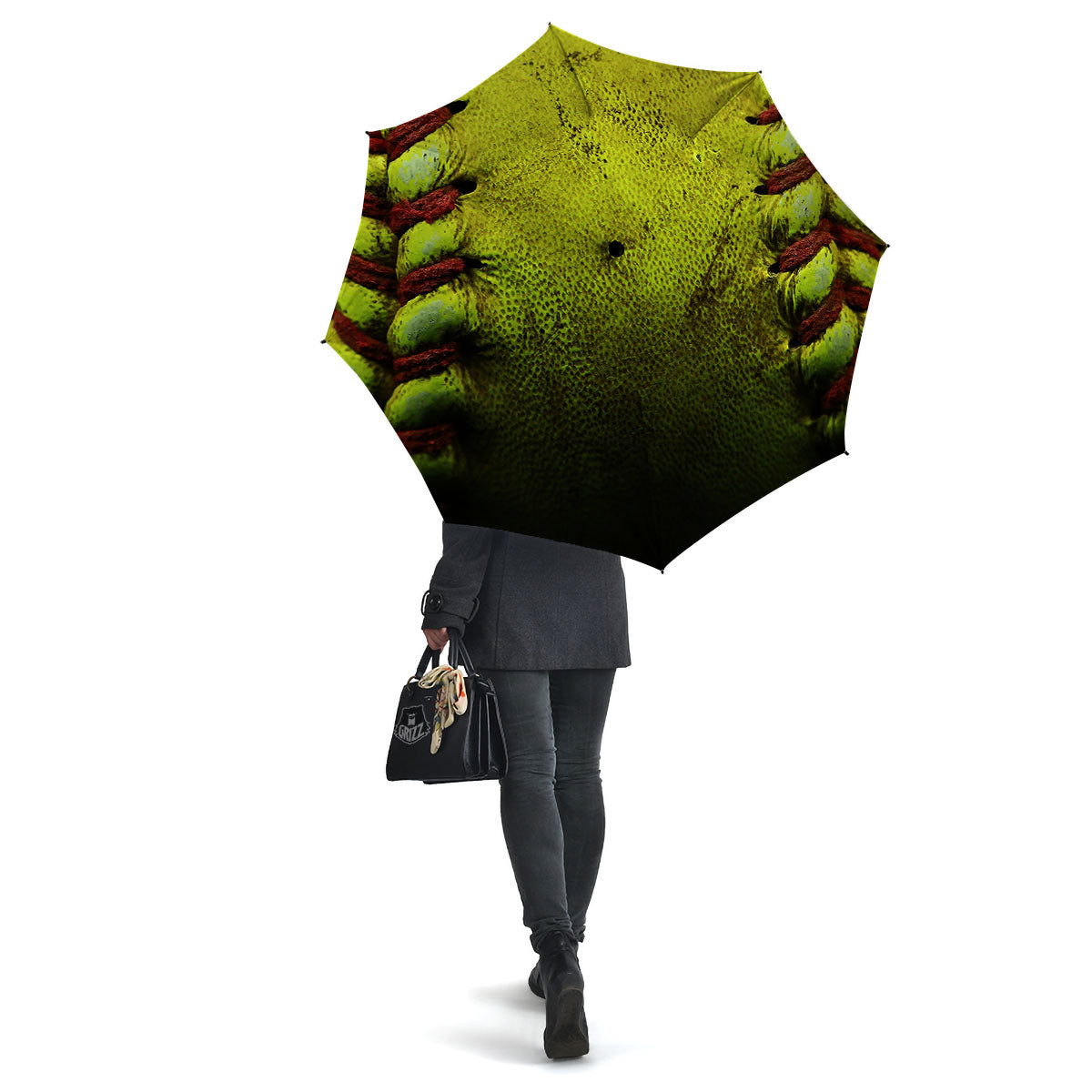 Texture Softball Ball Print Umbrella-grizzshop
