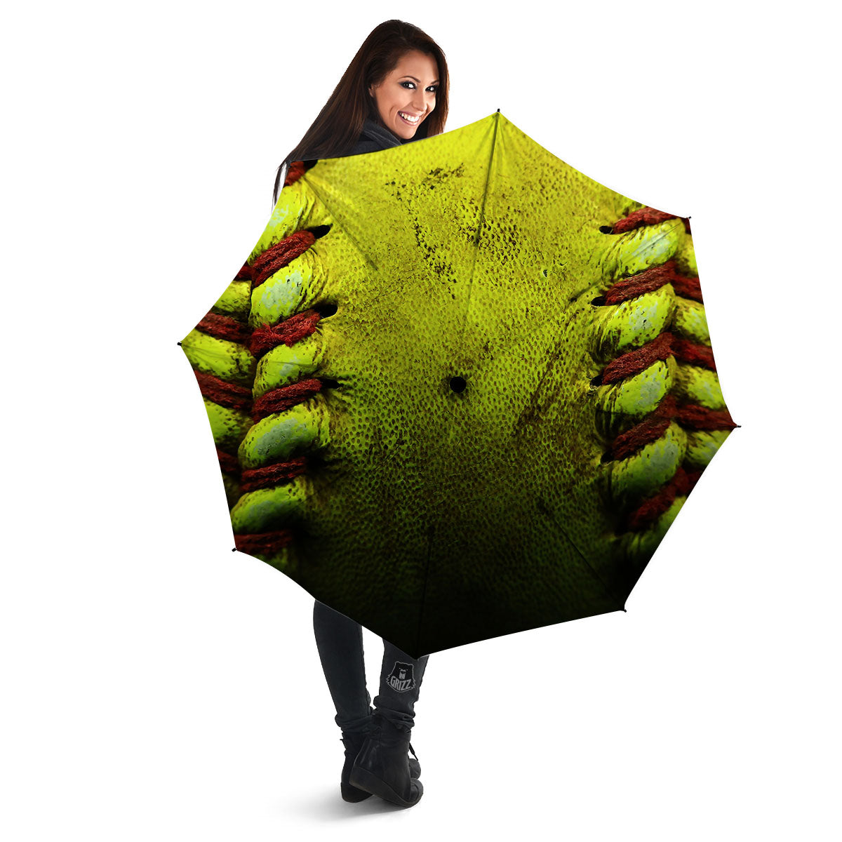 Texture Softball Ball Print Umbrella-grizzshop