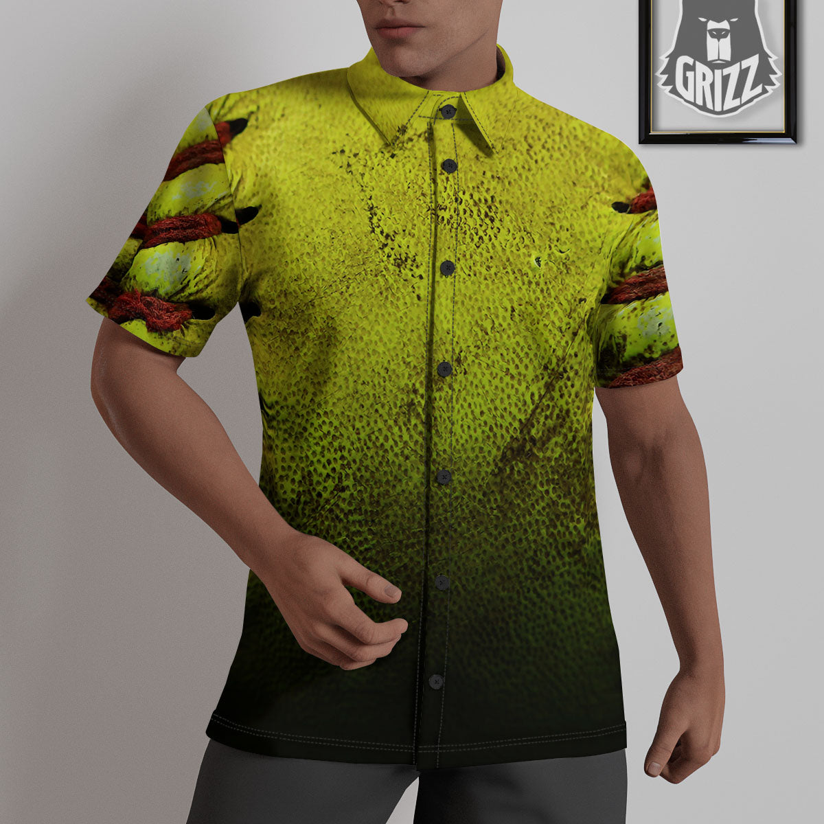 Texture Softball Ball Print Untucked Shirts-grizzshop