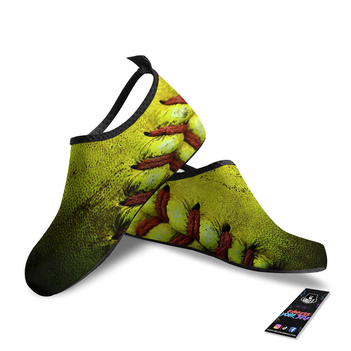 Texture Softball Ball Print Water Shoes-grizzshop