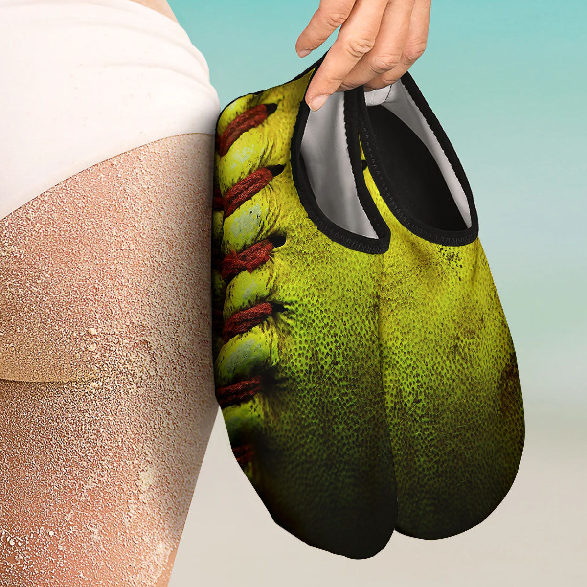 Texture Softball Ball Print Water Shoes-grizzshop