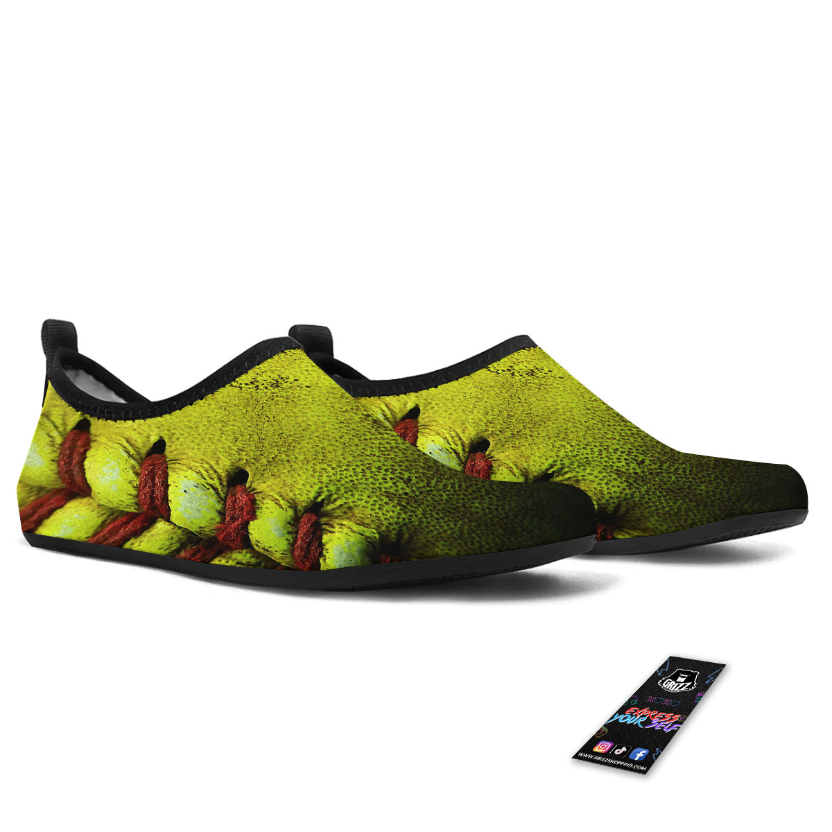 Texture Softball Ball Print Water Shoes-grizzshop
