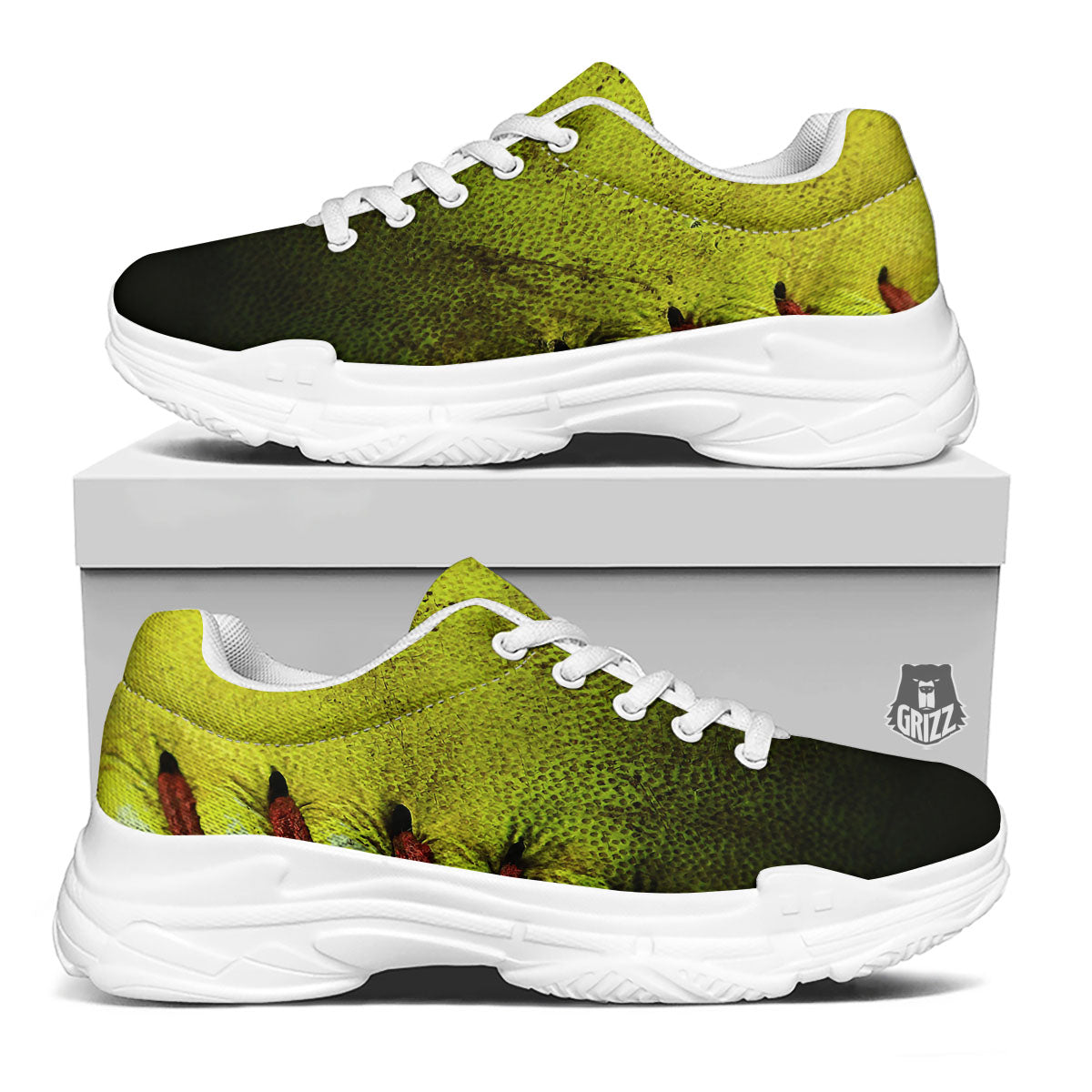 Texture Softball Ball Print White Chunky Shoes-grizzshop