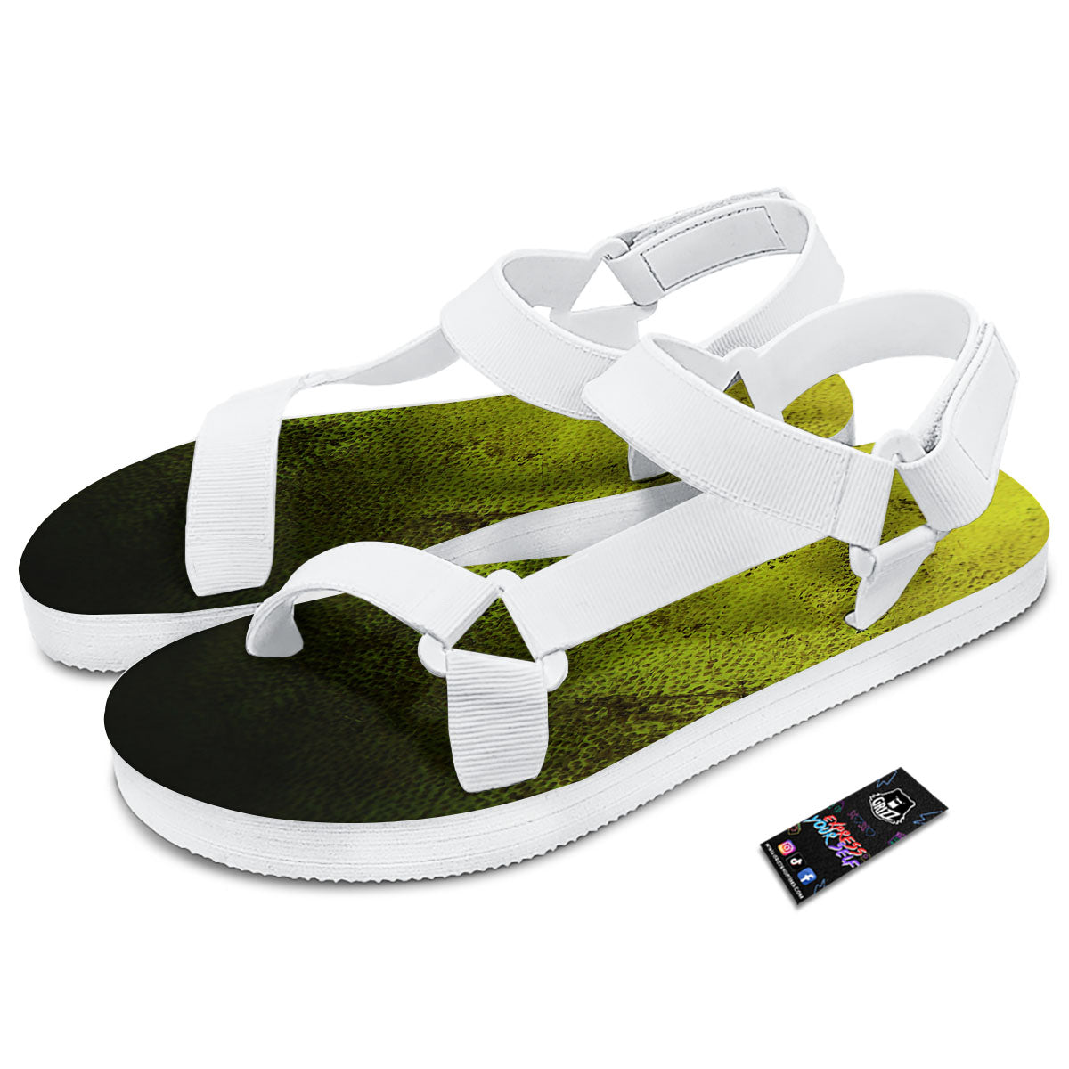 Texture Softball Ball Print White Open Toe Sandals-grizzshop