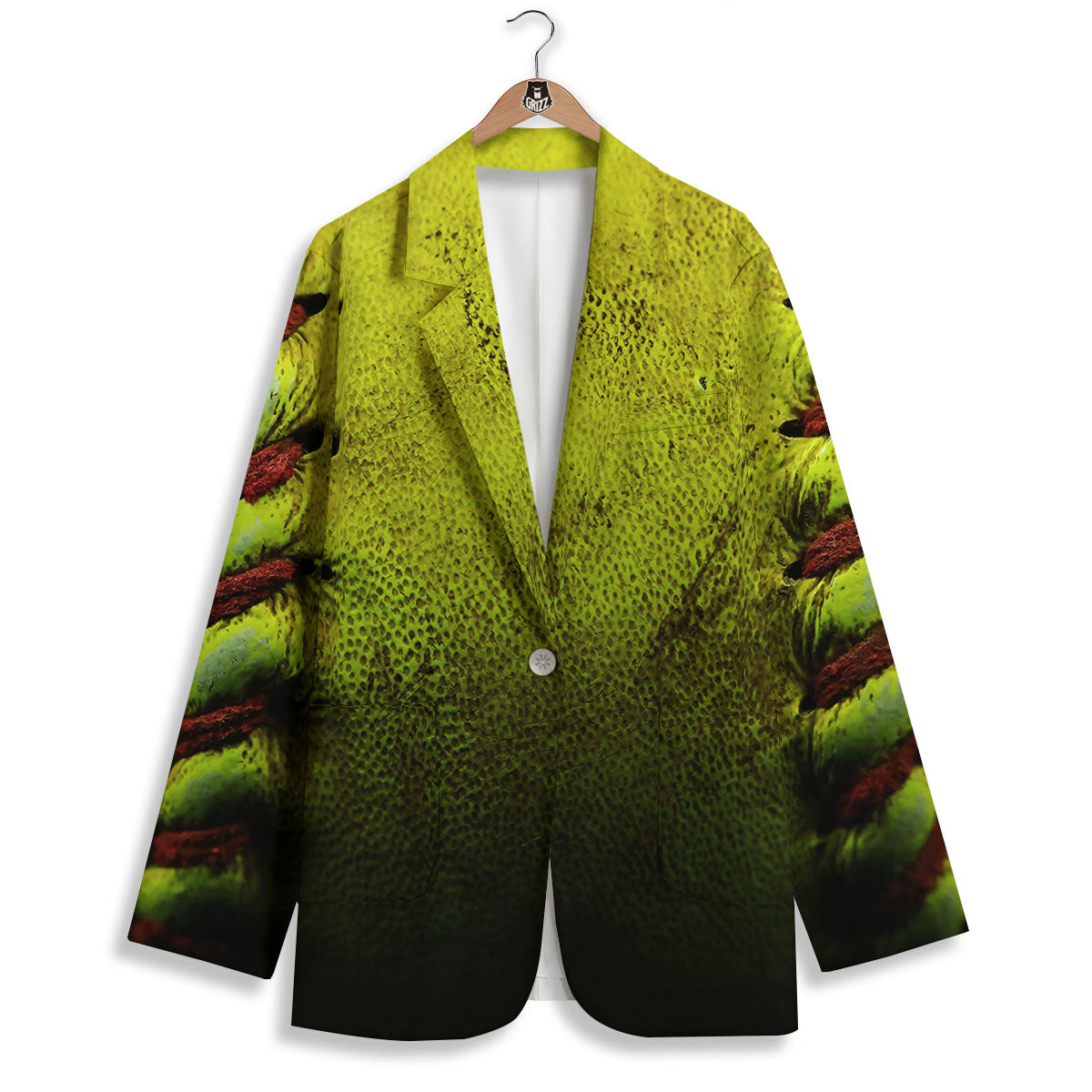 Texture Softball Ball Print Women's Blazer-grizzshop