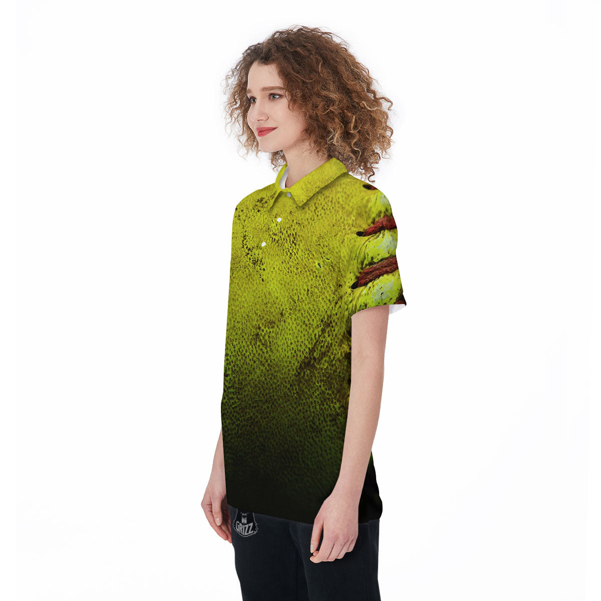 Texture Softball Ball Print Women's Golf Shirts-grizzshop