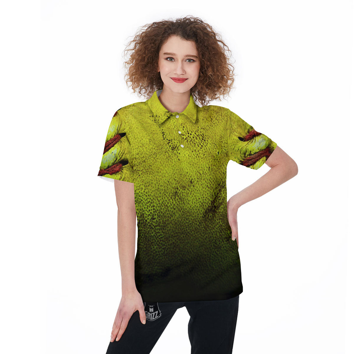 Texture Softball Ball Print Women's Golf Shirts-grizzshop