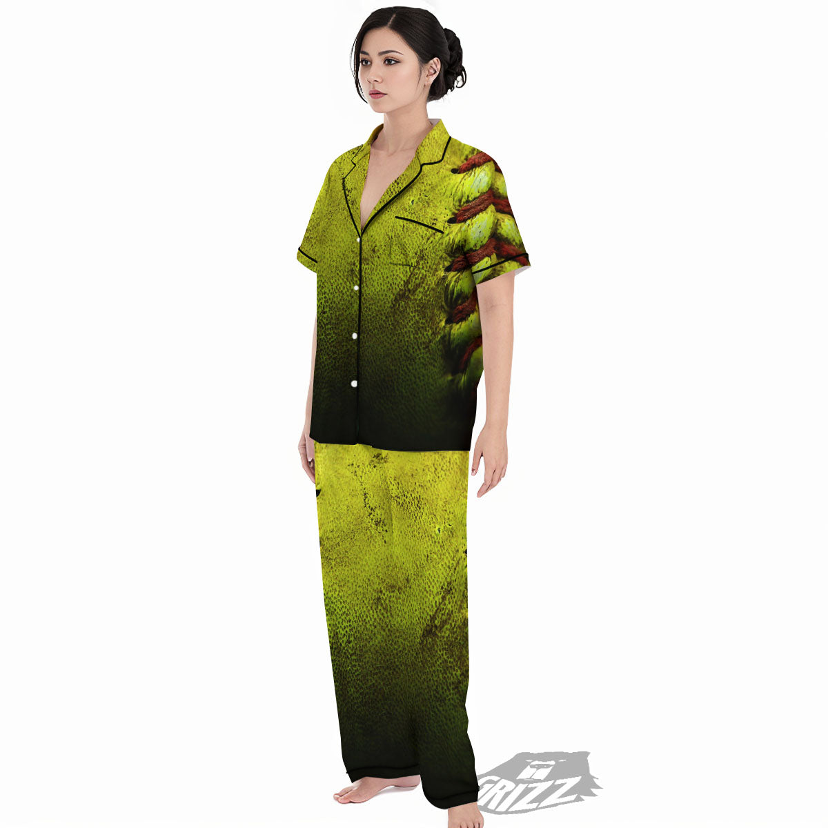 Texture Softball Ball Print Women's Pajamas Set-grizzshop