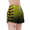 Texture Softball Ball Print Women's Shorts-grizzshop