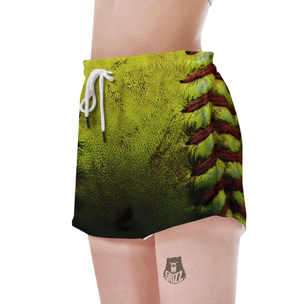 Texture Softball Ball Print Women's Shorts-grizzshop