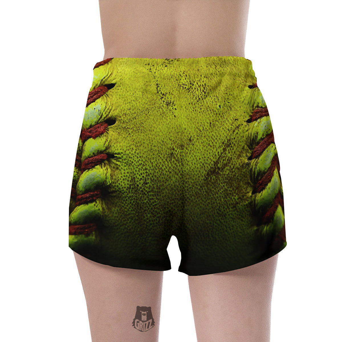 Texture Softball Ball Print Women's Shorts-grizzshop