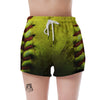 Texture Softball Ball Print Women's Shorts-grizzshop