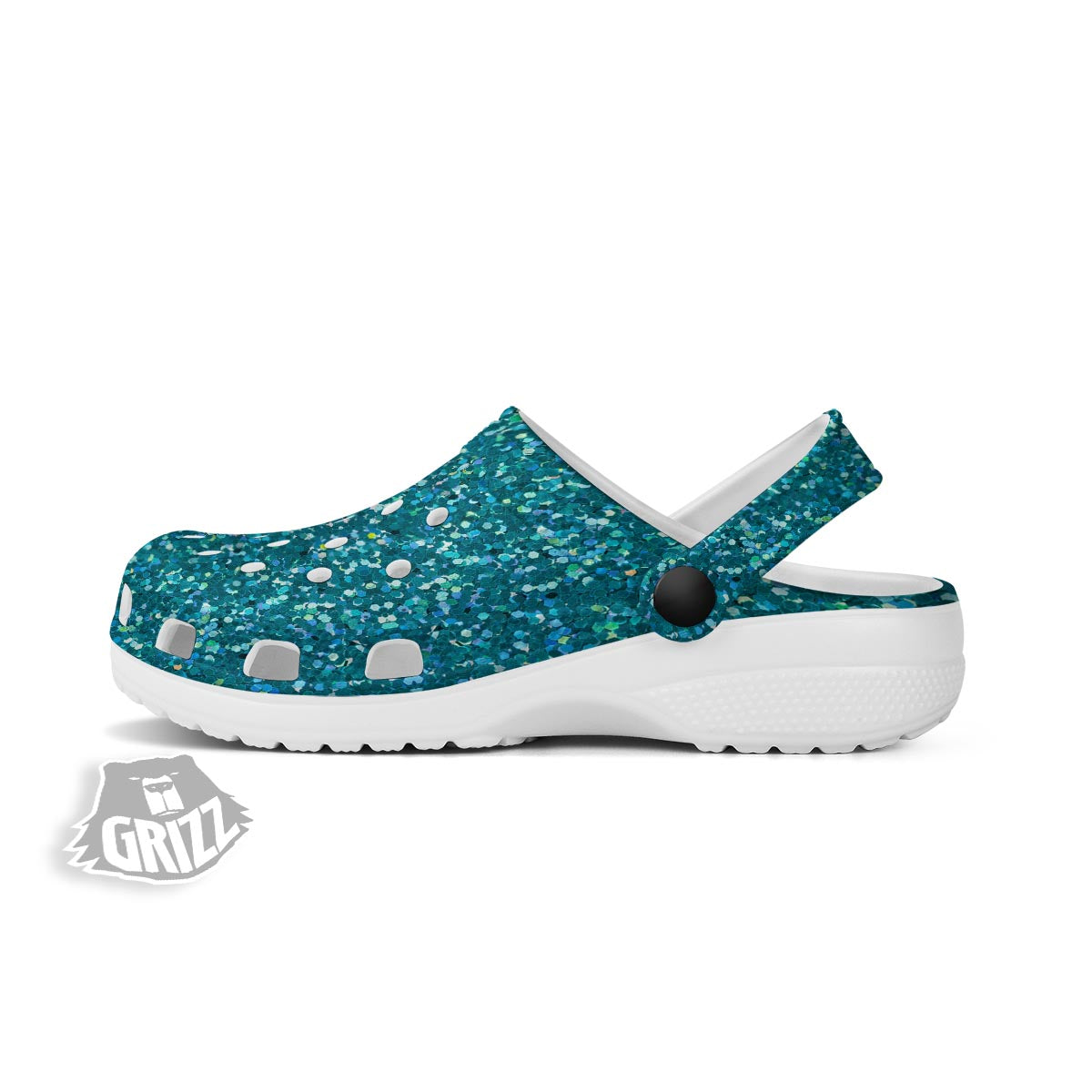 Texture Teal Glitter Print Pattern Clog-grizzshop