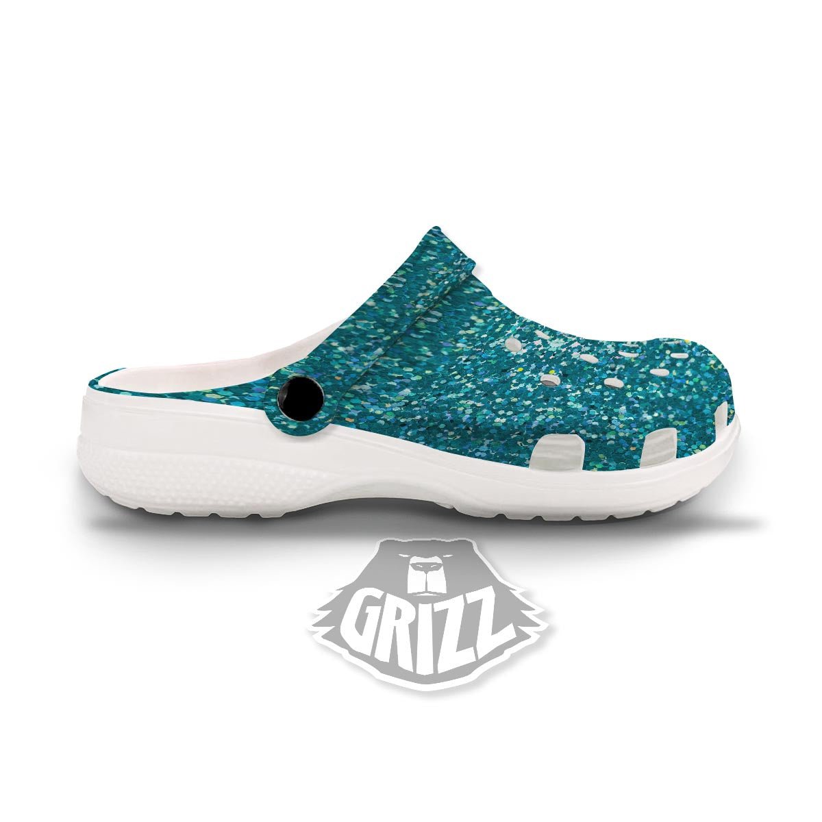 Texture Teal Glitter Print Pattern Clog-grizzshop