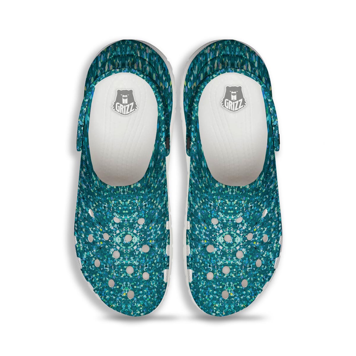 Texture Teal Glitter Print Pattern Clog-grizzshop
