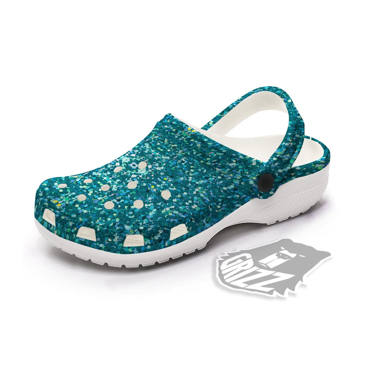 Texture Teal Glitter Print Pattern Clog-grizzshop