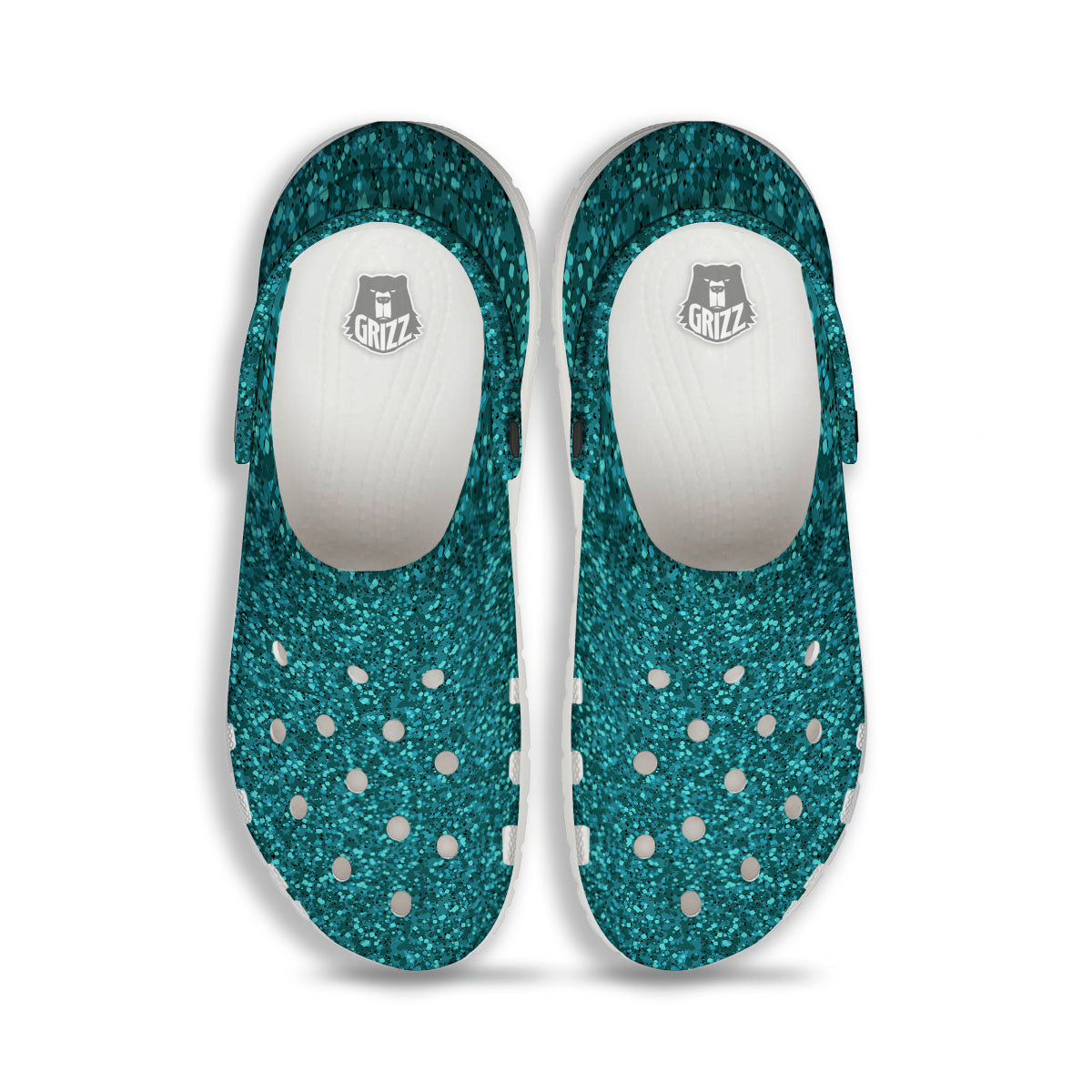 Texture Turquoise Glitter Print Pattern Clog-grizzshop