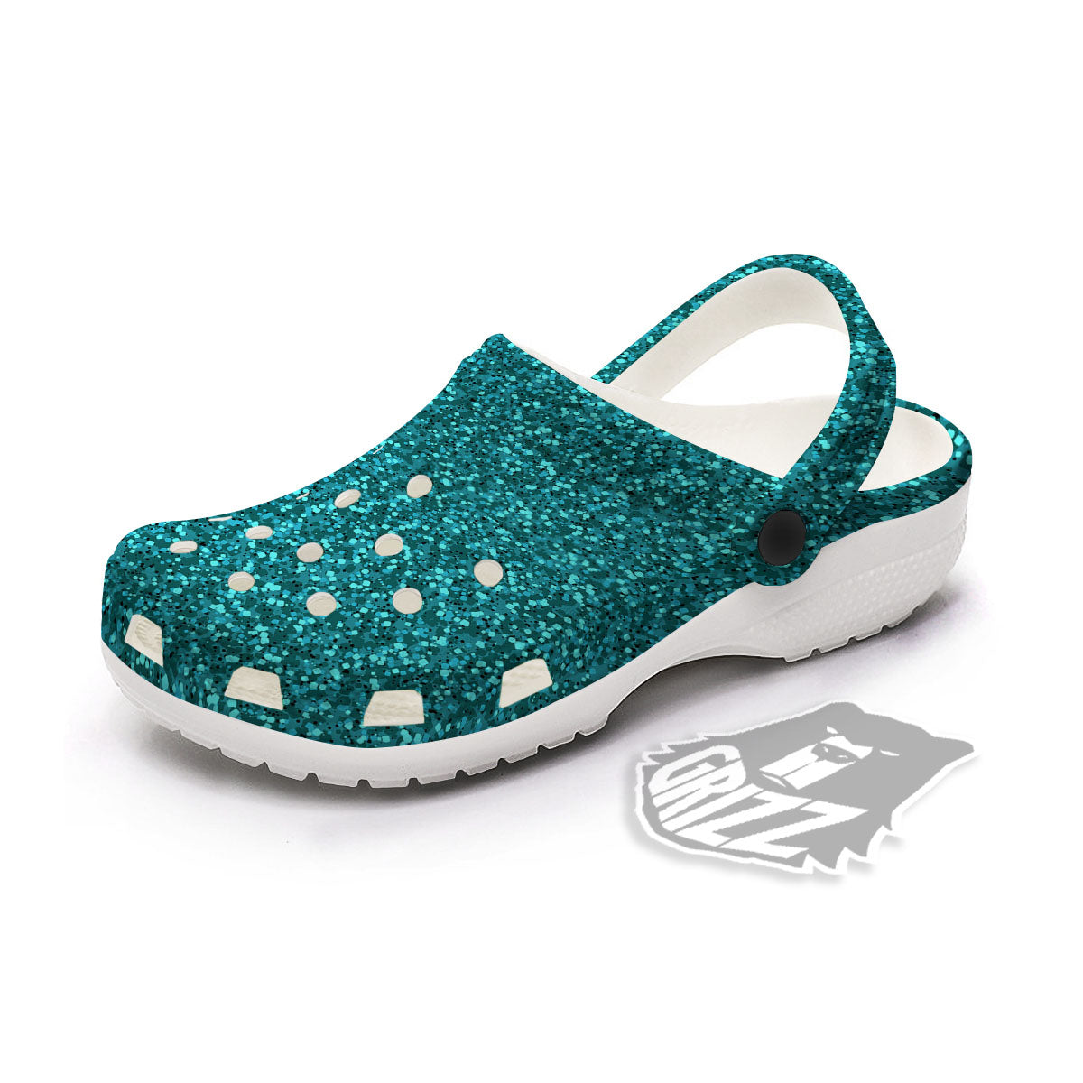 Texture Turquoise Glitter Print Pattern Clog-grizzshop