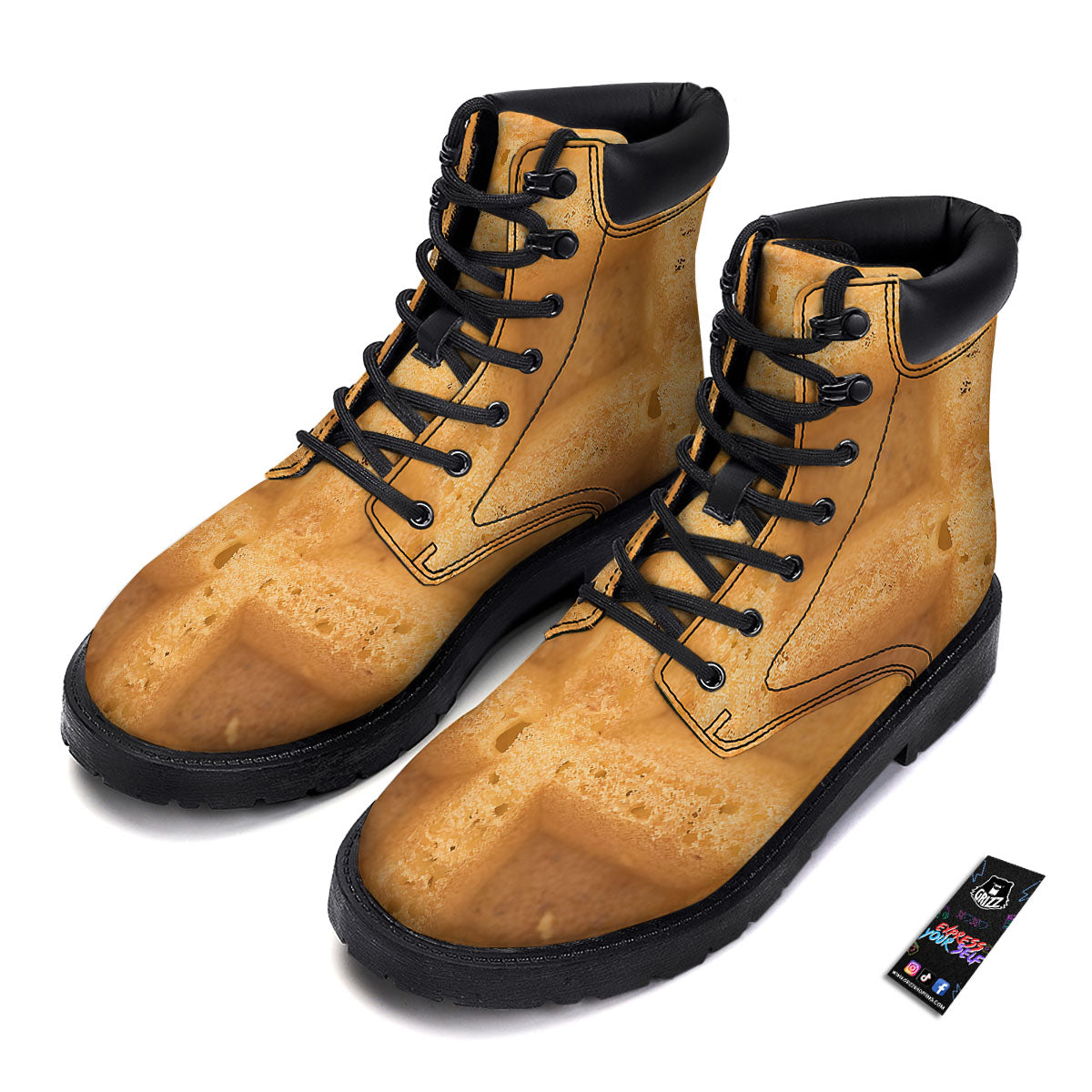 Texture Waffle Print Boots-grizzshop