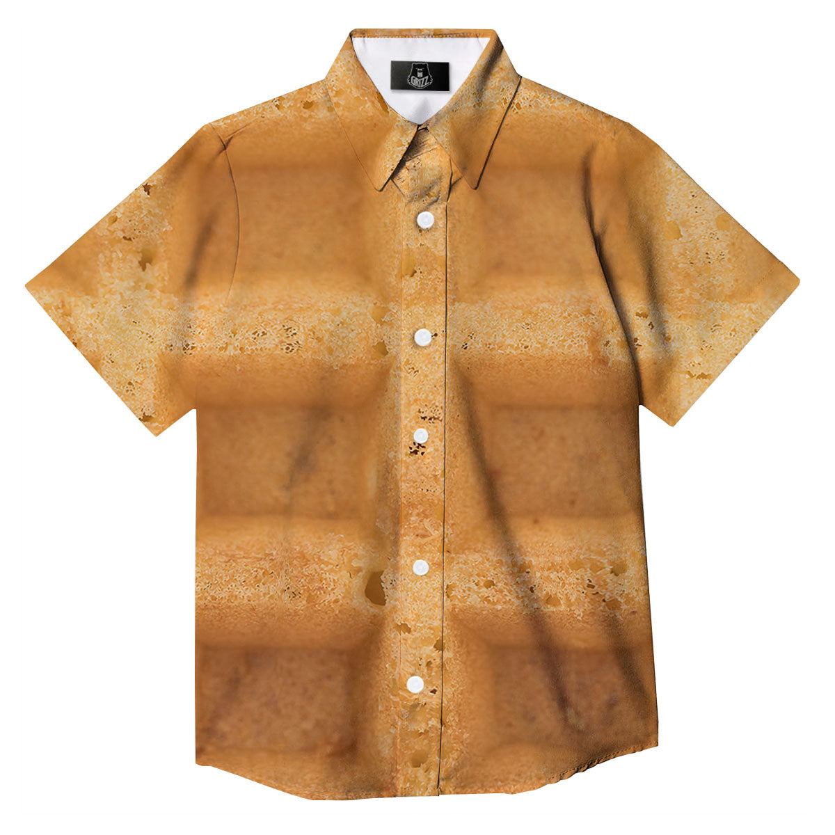 Texture Waffle Print Button Up Shirt-grizzshop